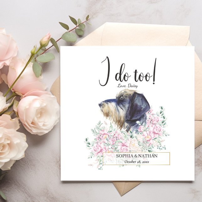 Wirehaired Dachshund Dog Wedding Cocktail Napkins (Creator Uploaded)