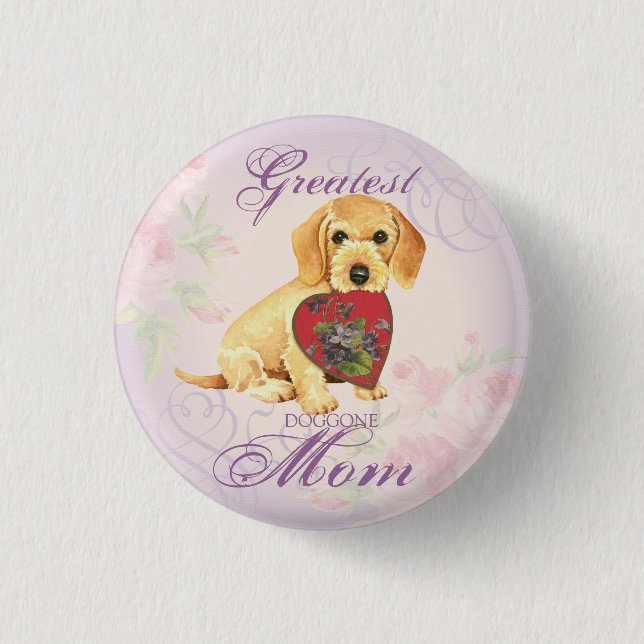 Wirehaired Dachshund Heart Mum 3 Cm Round Badge (Front)