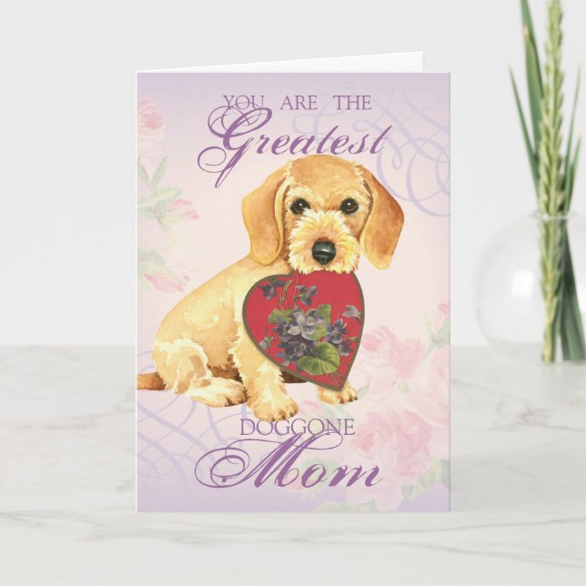 Wirehaired Dachshund Heart Mum Card (Front)