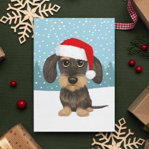 Wirehaired Dachshund Holiday Cute Pet Dog Custom Postcard