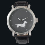 Wirehaired Dachshund Silhouette Wiener Dog Lover's Watch<br><div class="desc">This original wirehaired Dachshund silhouette wrist watch is available in assorted styles for men,  women and kids. A cool fashion accessory that makes a great gift for wire haired Wiener Dog lovers. Visit Jenn’s Doodle World for many more stylish dog breed watches.</div>