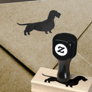 Wirehaired Dachshund Silhouette   Wiener Dog Rubber Stamp