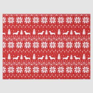 Wirehaired Dachshund Silhouettes Christmas Pattern Tissue Paper
