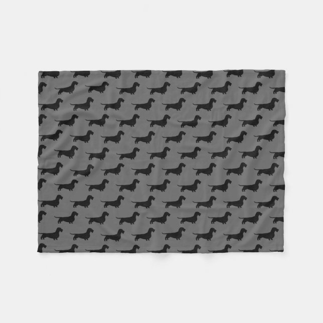 Wirehaired Dachshund Silhouettes | Wiener Dogs Fleece Blanket (Front (Horizontal))