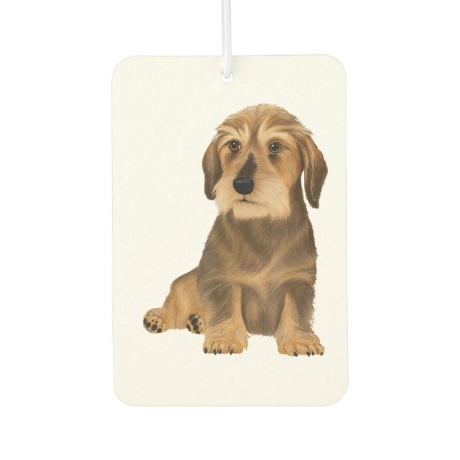 Wirehaired Dachshund Sitting Dog Car Air Freshener (Front)