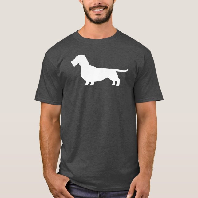 Wirehaired Dachshund | Wiener Dog Silhouette T-Shirt (Front)