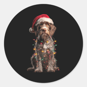 Wirehaired Inting Griffon Christmas Graphics Dog L Classic Round Sticker