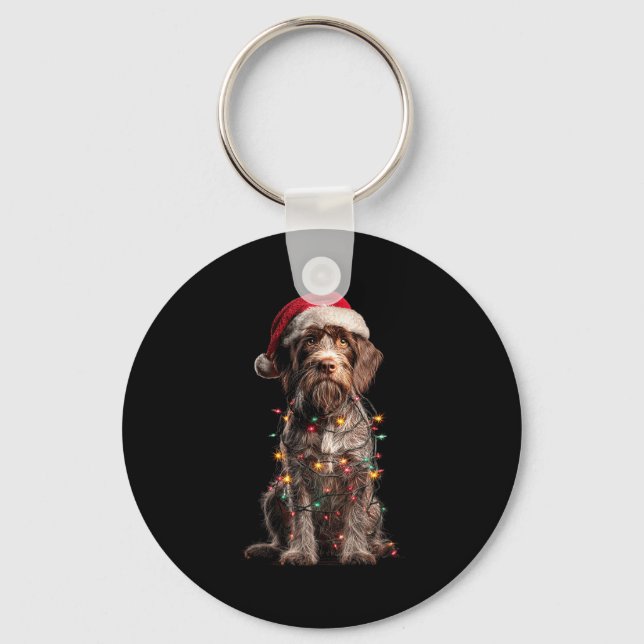 Wirehaired Inting Griffon Christmas Graphics Dog L Key Ring (Front)