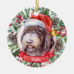 Wirehaired Pointer Custom Santa Christmas Ornament