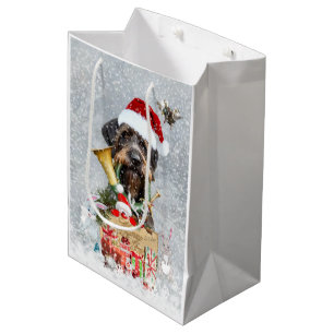 Wirehaired Pointer, Dog Christmas        Medium Gift Bag