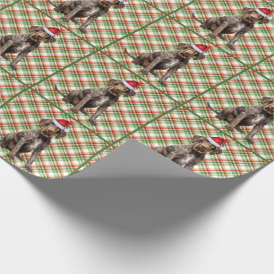 Wirehaired Pointer Dog Holiday Plaid Christmas Wrapping Paper