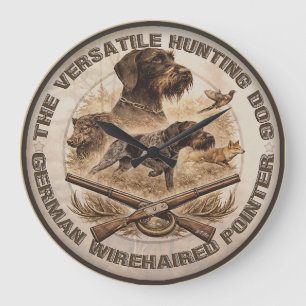 Wirehaired Pointer , Hunter Logo Large Clock