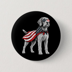 Wirehaired Pointing Griffon 4th Of July Aamerican 6 Cm Round Badge