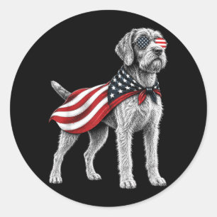 Wirehaired Pointing Griffon 4th Of July Aamerican Classic Round Sticker