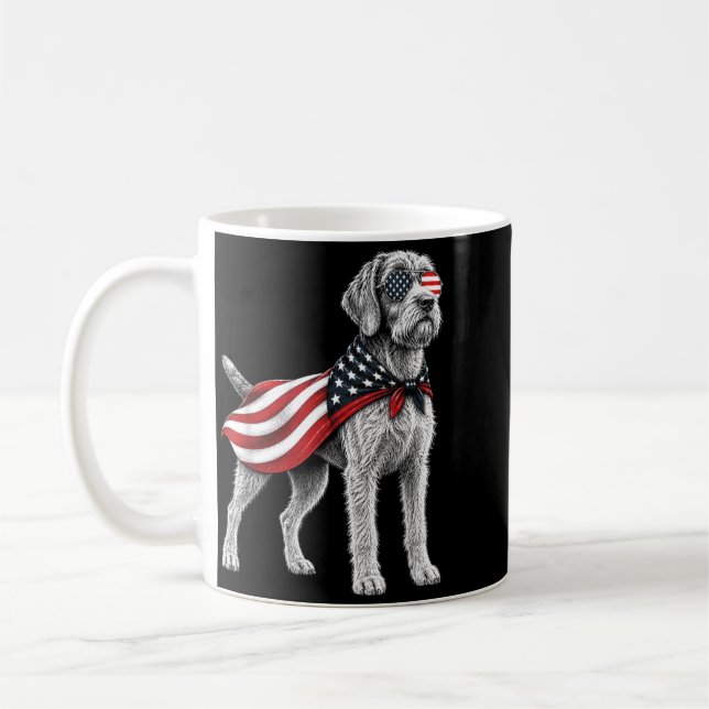 Wirehaired Pointing Griffon 4th Of July Aamerican Coffee Mug (Left)