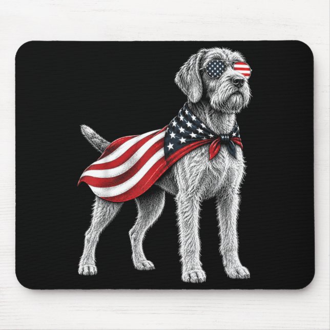 Wirehaired Pointing Griffon 4th Of July Aamerican Mouse Pad (Front)