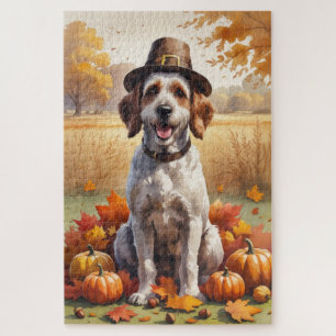 Wirehaired Pointing Griffon Autumn Leaves  Jigsaw Puzzle
