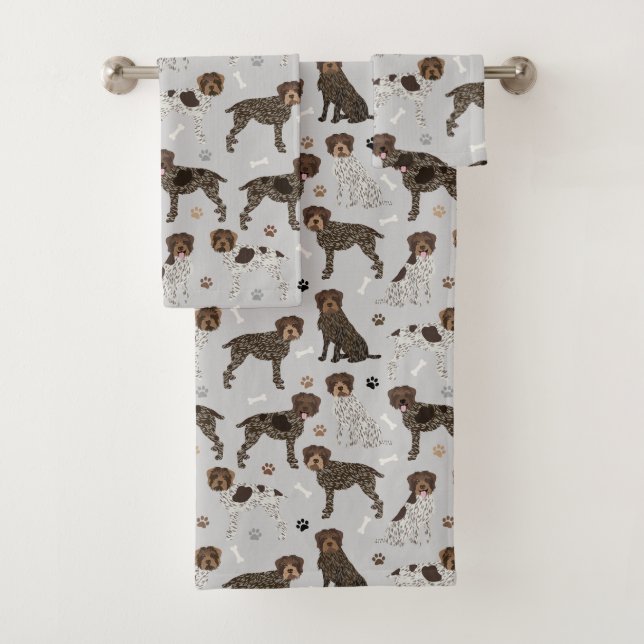 Wirehaired Pointing Griffon Bones and Paws Bath Towel Set (Insitu)