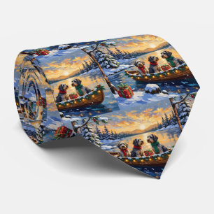 Wirehaired Pointing Griffon Christmas Boat Holiday Tie