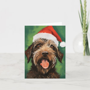 Wirehaired Pointing Griffon Christmas painting Card