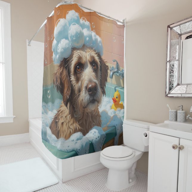 Wirehaired Pointing Griffon Cute Funny Shower Curtain (In Situ)