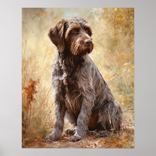 Wirehaired Pointing Griffon Dog Art Print Poster (Front)