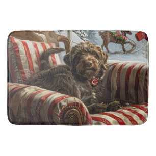 Wirehaired Pointing Griffon Dog Christmas Festive Bath Mat