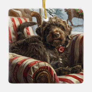 Wirehaired Pointing Griffon Dog Christmas Festive Ceramic Ornament