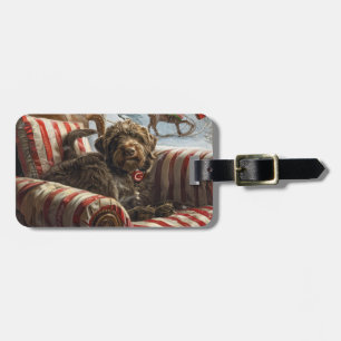 Wirehaired Pointing Griffon Dog Christmas Festive Luggage Tag