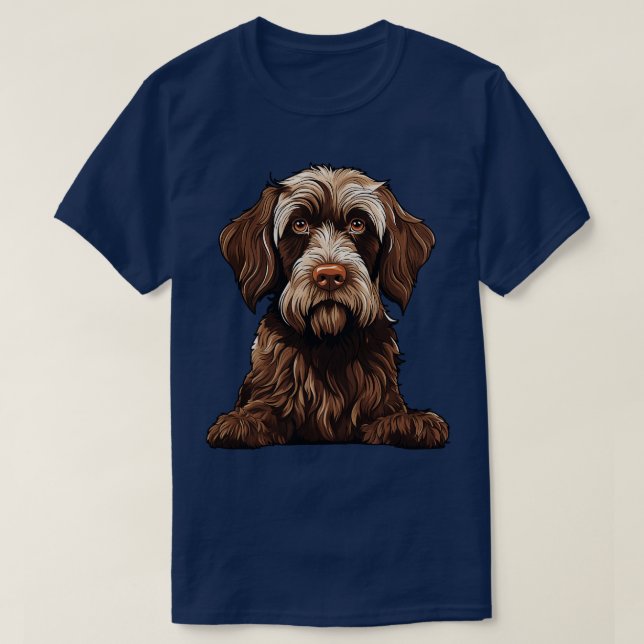 Wirehaired Pointing Griffon Dog Illustration T-Shirt (Design Front)
