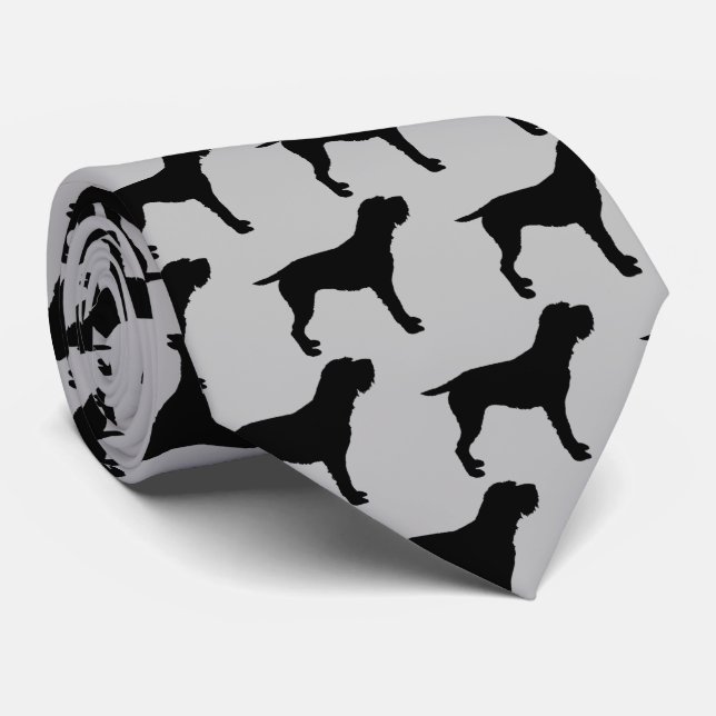 Wirehaired Pointing Griffon Dog Silhouette Tie (Rolled)