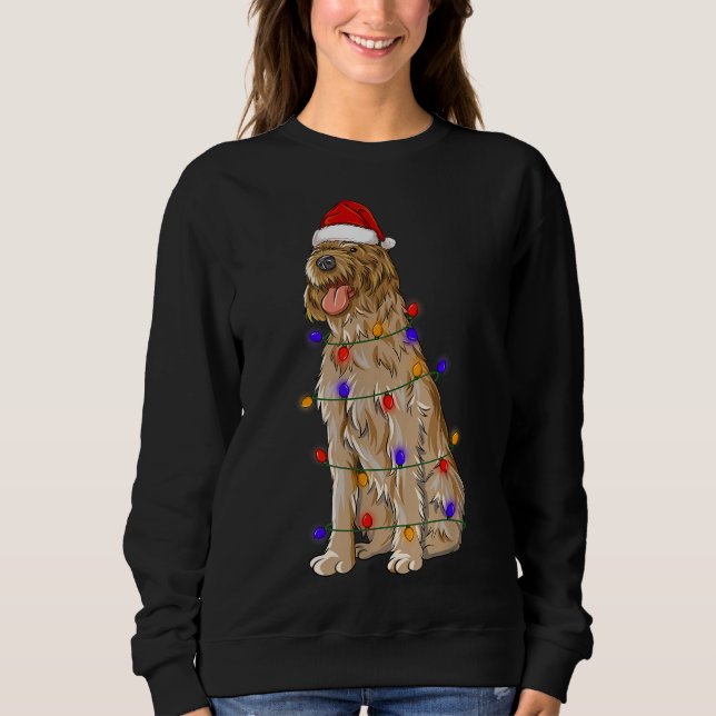 Wirehaired Pointing Griffon Dog Wearing Christmas  Sweatshirt (Front)