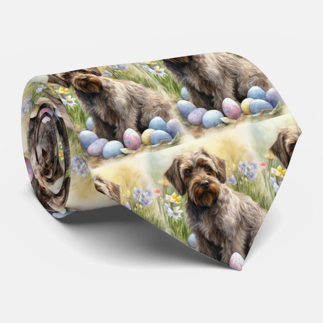 Wirehaired Pointing Griffon Easter Eggs Holiday Tie (Rolled)