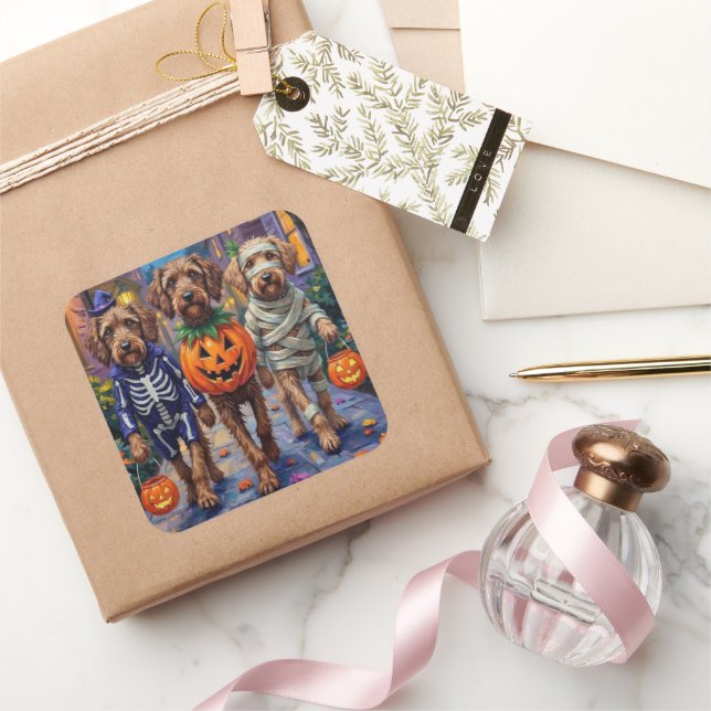 Wirehaired Pointing Griffon Halloween Costumes Square Sticker (Gifting)