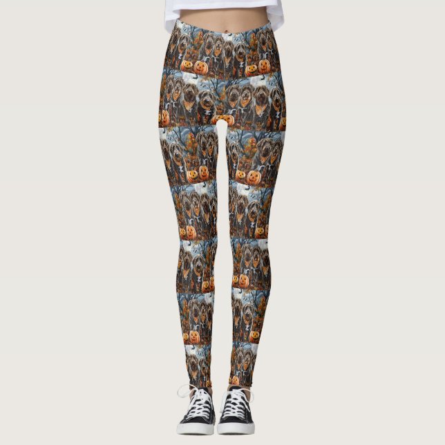 Wirehaired Pointing Griffon Halloween Spooky Leggings (Front)