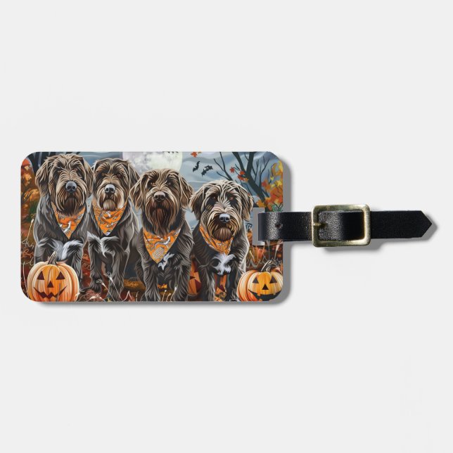 Wirehaired Pointing Griffon Halloween Spooky Luggage Tag (Front Horizontal)