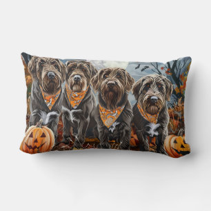 Wirehaired Pointing Griffon Halloween Spooky Lumbar Cushion