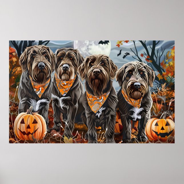 Wirehaired Pointing Griffon Halloween Spooky Poster (Front)
