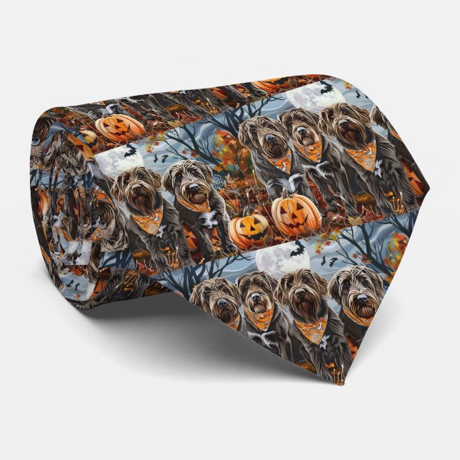 Wirehaired Pointing Griffon Halloween Spooky Tie (Rolled)