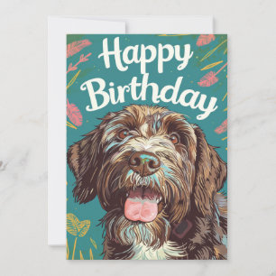 Wirehaired Pointing Griffon Happy Birthday Holiday Card