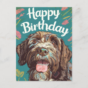 Wirehaired Pointing Griffon Happy Birthday Postcard