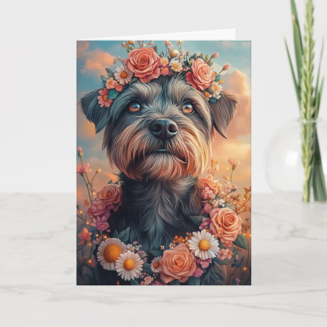 Wirehaired Pointing Griffon Hearts Valentine's Day Card (Front)