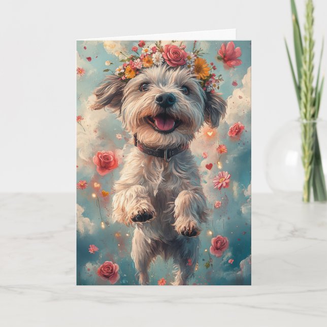 Wirehaired Pointing Griffon Hearts Valentine's Day Card (Front)