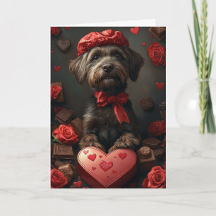 Wirehaired Pointing Griffon Hearts Valentine's Day Card