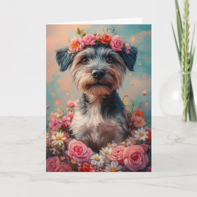 Wirehaired Pointing Griffon Hearts Valentine's Day Card (Front)