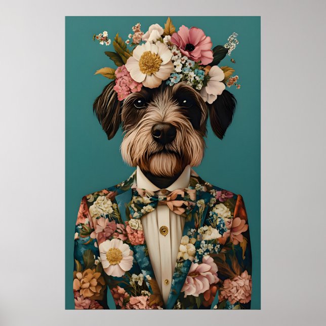 Wirehaired Pointing Griffon In Suit Poster (Front)