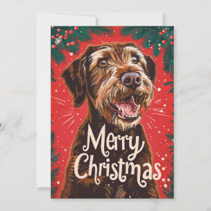 Wirehaired Pointing Griffon Merry Christmas Holiday Card