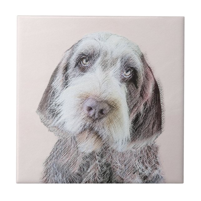 Wirehaired Pointing Griffon Painting - Dog Art Ceramic Tile (Front)