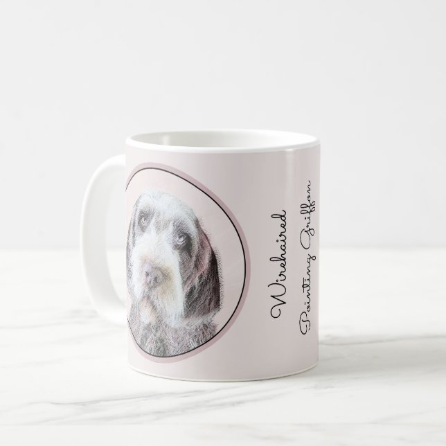 Wirehaired Pointing Griffon Painting - Dog Art Coffee Mug (Front Left)