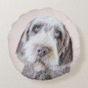 Wirehaired Pointing Griffon Painting - Dog Art Round Cushion